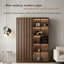 Vitrine en verre noyer de style vintage 62,99 ", ensemble double armoire double, avec éclairage DEL
