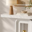 Console moderne avec base géométrique, canapé d'entrée étroit de 40 pouces avec décor doré, table d'appoint contemporaine en bois pour l'entrée du salon, blanc imitation marbre