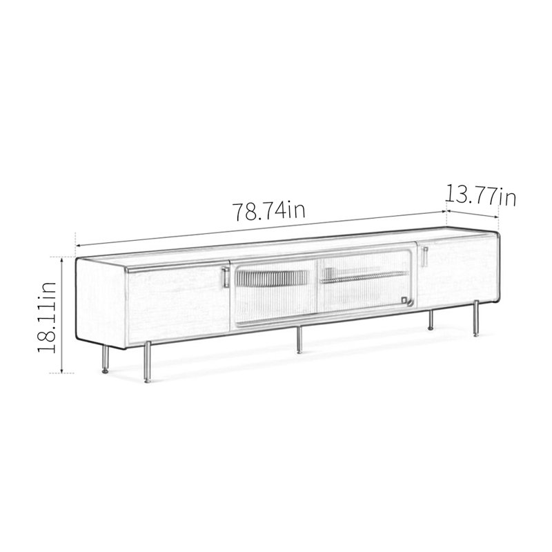 Meuble télé en bois massif de style rétro, H 18,11 po x L 78,74 po x l 13,77 po