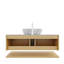 Meuble-lavabo 48 po, meuble de rangement flottant en contreplaqué avec tiroirs et tablette ouverte, vasque en céramique à motif marbré et plateau en pierre frittée blanche, pré-assemblé, couleur grain de bois de chêne Corolla
