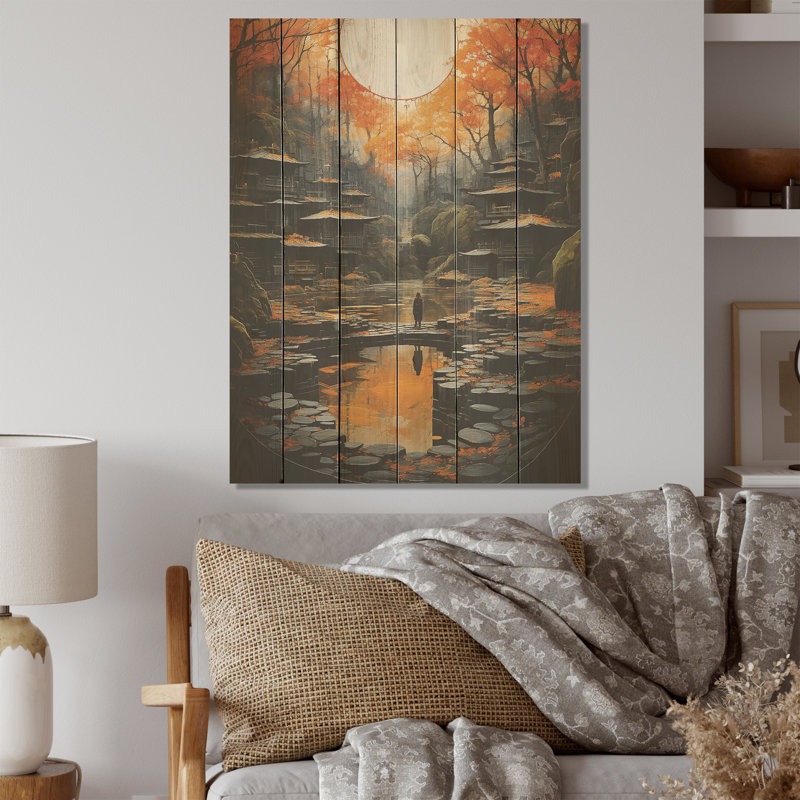 Harmonie zen sur bois de pin naturel, H 40 po x l 30 po