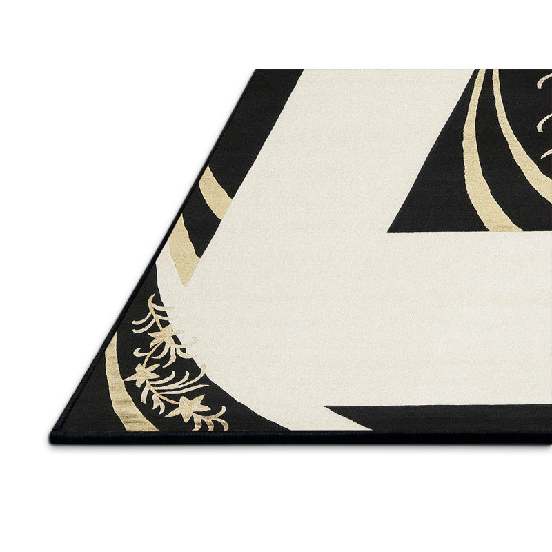 Tapis de zone noir/crème contemporaine, Rectangle 8 pi x 12 pi