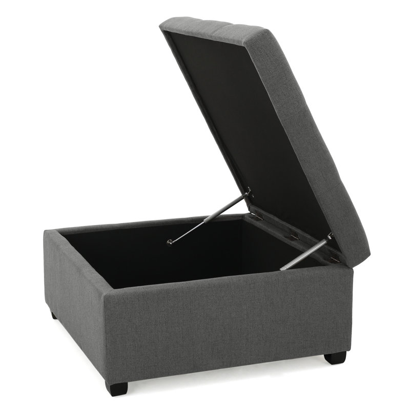 Jamil Upholstered Ottoman, Dark Gray Fabric