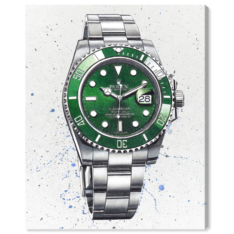 Rolex Emerald - peinture sur toile, H 45 po x l 36 po, Toile tendue