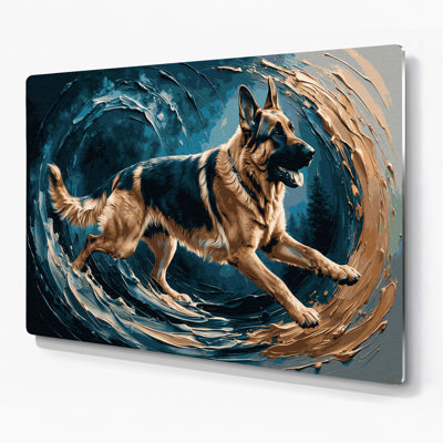 Dogs German Shepherd Blue Metal Wall Art