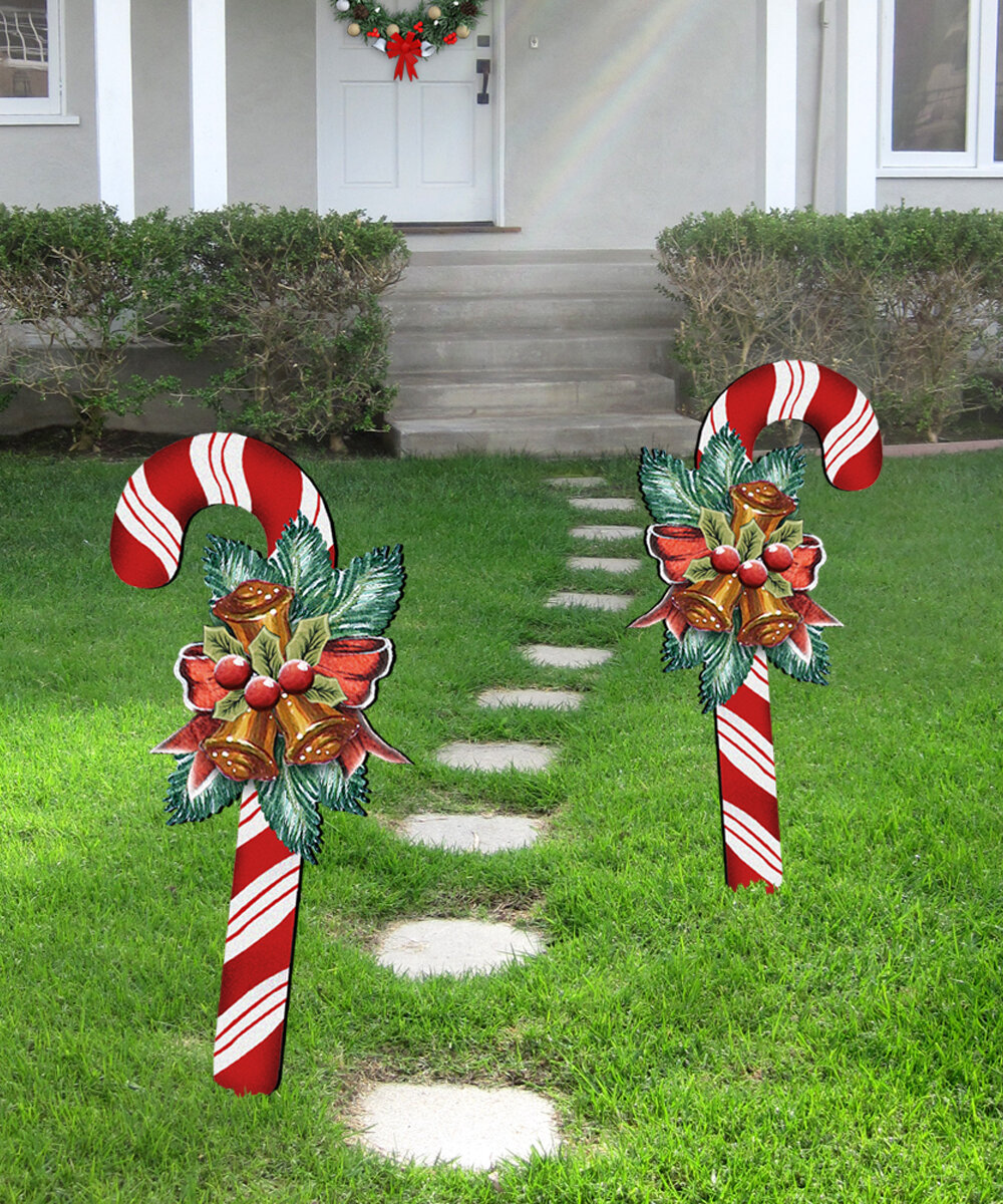 The Holiday Aisle® Christmas Candy Cane Yard Signs Garden Stake & Reviews