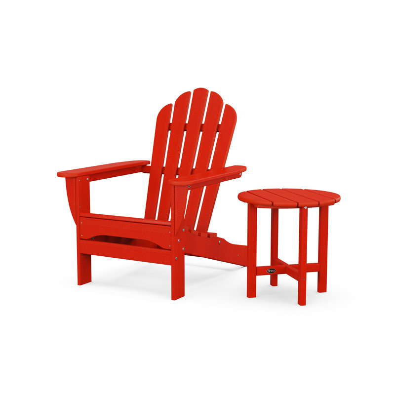 Chaise Adirondack avec table d'appoint Monterey Bay, Rouge coucher de soleil