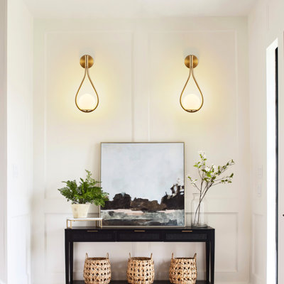 2 Golden Wall With Glass, Mid-Century Design For Bedroom, Living Room, Hallway, Quick And Setup Stability Of 2 Modern Luxury Lights Passageway, Easy