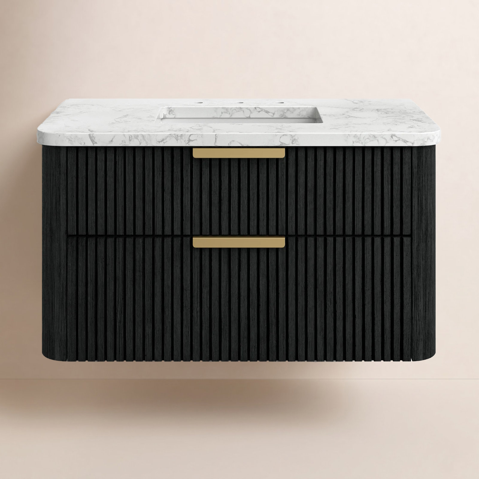 Liljan 36" Oak Single Bathroom Vanity, Black Oak/Brushed Bronze