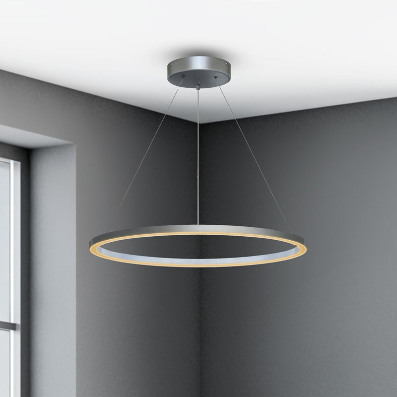 Lohnes Dimmable LED Round / Oval Chandelier, Silver