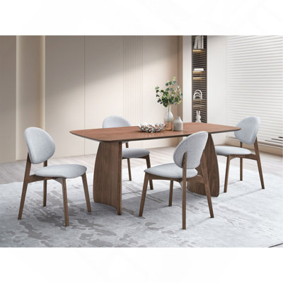 Dining Set 5-Pieces, Gray Wooden, Dining Room Furniture