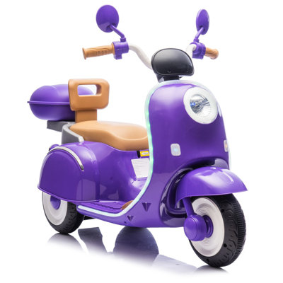 12V Kids Ride On Three-Wheel Electric Motorcycle,2WD,Cool Waterfall Light,Large Storage Space,Intimate Anti-slip & Backrest Design,Center Control W/Bl
