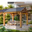 Pavillon de jardin permanent en métal L 10 pi. D Pavillon de jardin à toit rigide avec toit en acier galvanisé, convient aux patios, à la pelouse et à la cour