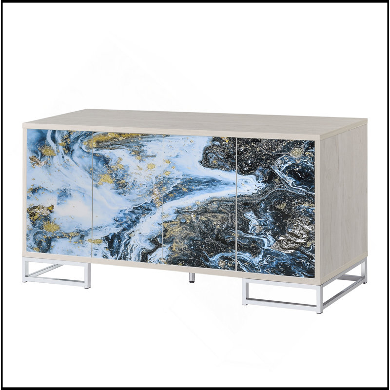 Console Liam Blue Marble Paint & Chrome