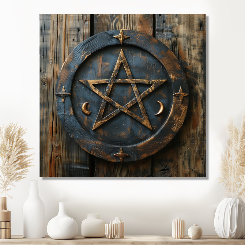 Wicca Pentagram - Spiritual Stone, impression d'art mural, Pas de métal encadré, H 36 po x l 36 po x P 1,5 po
