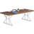 71" Rustic Rectangular Kitchen Table With X-Trestle Metal Legs-201738712