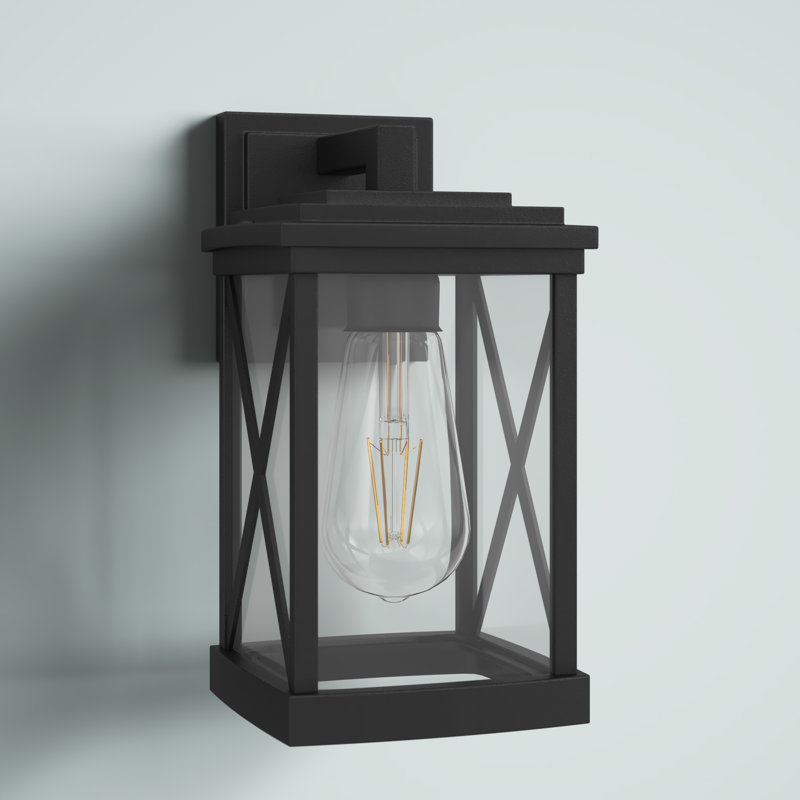 Lanterne murale d'extérieur en verre noir Jonas H 10,2 po, Une lumière