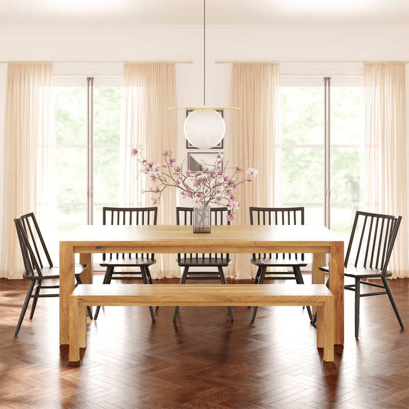 Baldemar 71" Solid Oak Bench, Oak