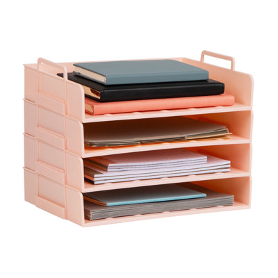 Mind Reader Stackable Paper Tray, Desktop Organizer, File Storage, Office, Plastic, 13.75"L x 10"W x 10.75"H, 4 Pcs