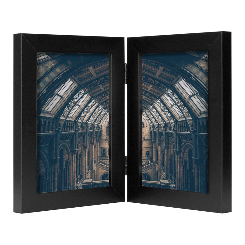 Ariann Hinged Picture Frame for 3 Pictures Tabletop Photo Frame, 4" x 6", Black