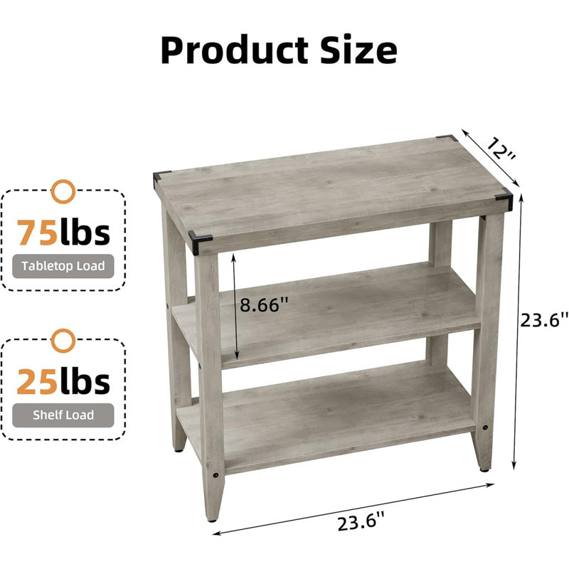 59.94cm W Solid + Manufactured Wood Bedside Table