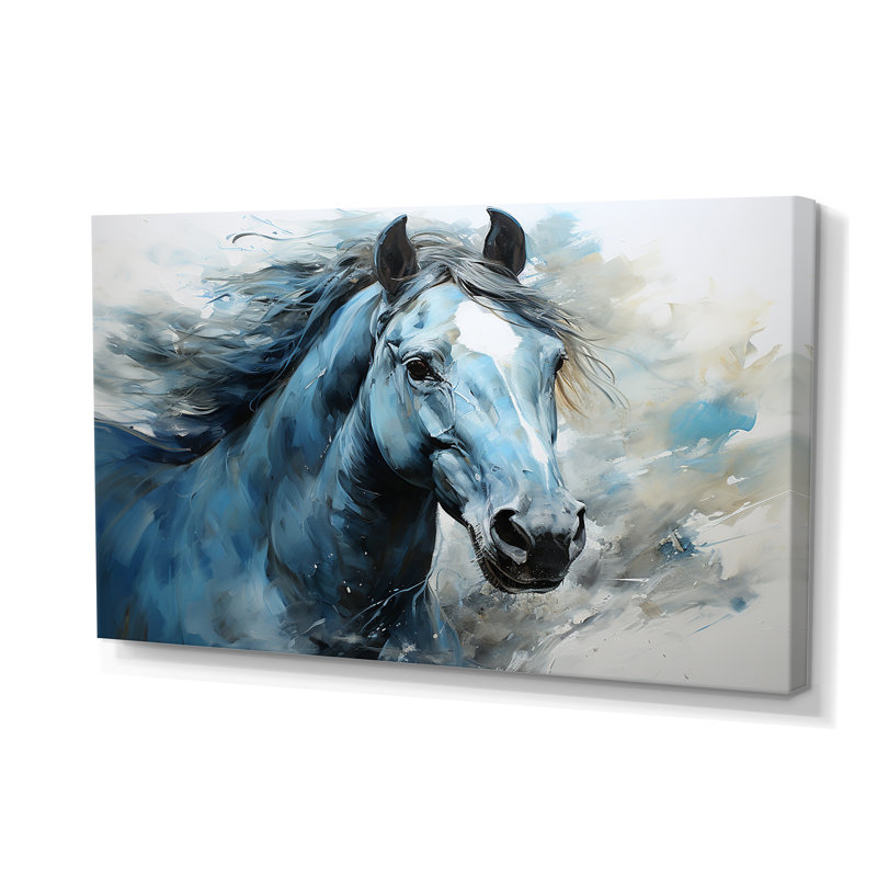 «Blue Horse Vibrant Blue Equine I», art mural cheval