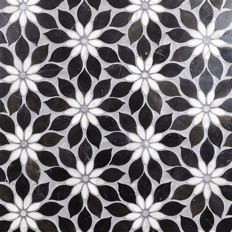 Thistle 12.4" X 14.13" Marble Waterjet Mosaic Tile (1.21 Sq. Ft. / Sheet)