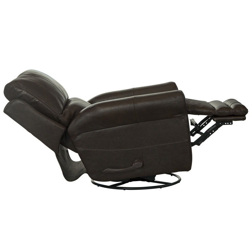 Union Point 38" Wide Swivel Standard Recliner, Chocolate Genuine Leather, Manual