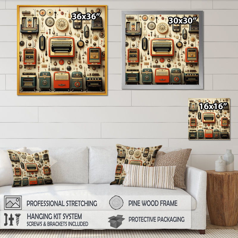 Nostalgic Jukebox Tunes 4 - Jukeboxes, art mural, H 16 po x l 16 po x P 1 po, Toile tendue