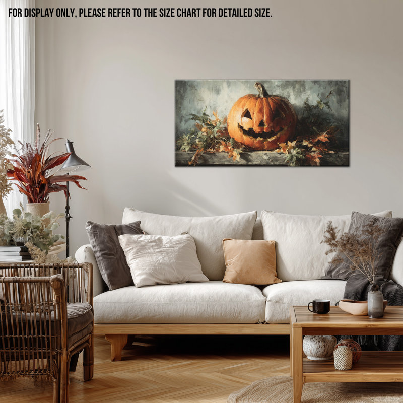 Grandes citrouilles, art mural d'automne, H 24 po x l 48 po