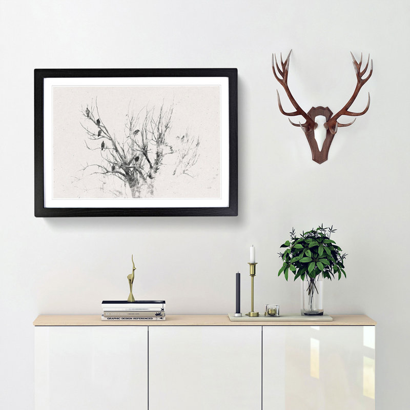 Birds in the Trees - Picture Frame Graphic Art Print, Black Framed, 36cm H x 48cm W x 2cm D