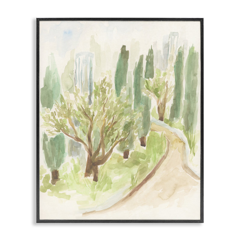  «Abstract Road with Trees», art de la giclée encadrée par June Erica Vess, H 14 po x l 11 po, Giclée encadrée noir minuit