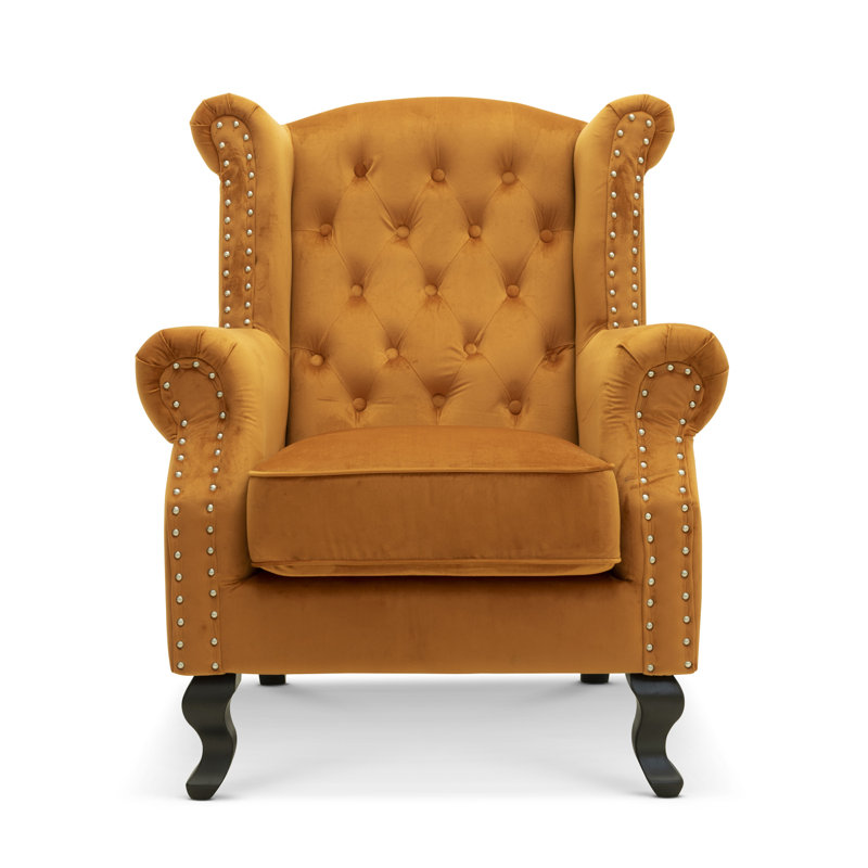 Henley Baden Wingback Chair, Gold, Velvet