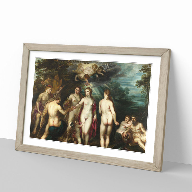 Judgement of Paris by Peter Paul Rubens - Picture Frame Painting, Oak Framed, 36cm H x 48cm W x 2cm D