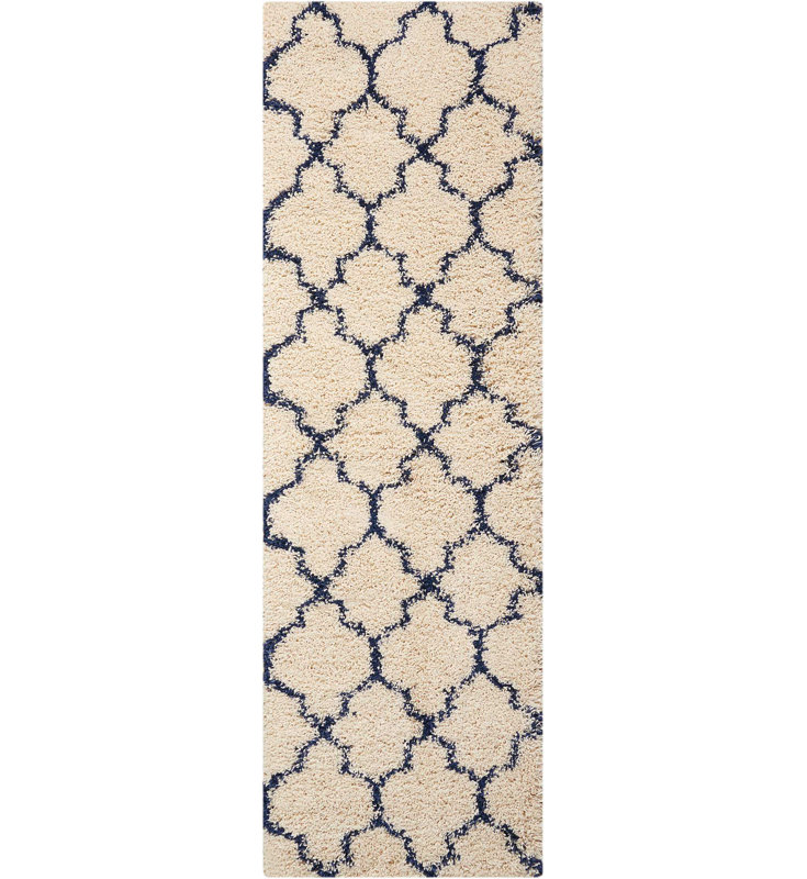 Tapis ivoire à poils longs Sigrid, Tapis de couloir 2 pi 2 po x 7 pi 6 po