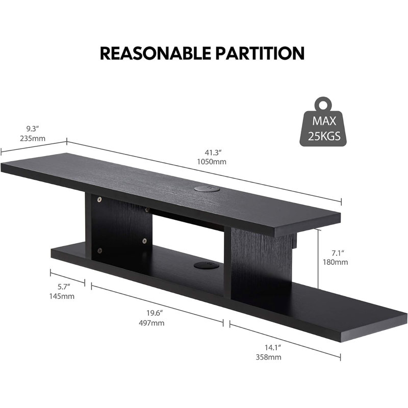 Chelcia Unfinished Floating TV Stand for TVs up to 70", Black