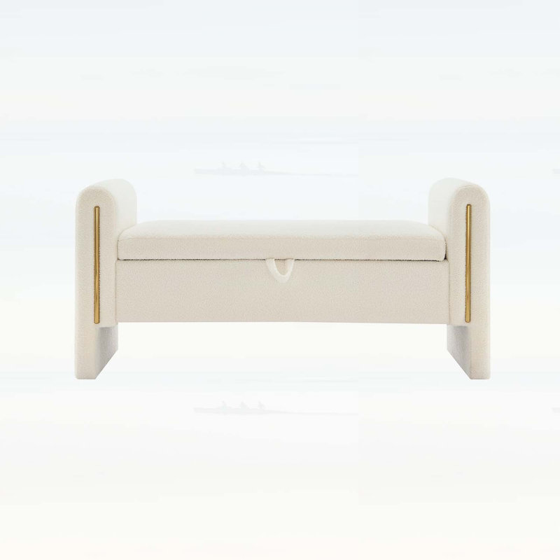 Comfy Upholstered Bench for Living Room, Bedroom,Dorm, Cream