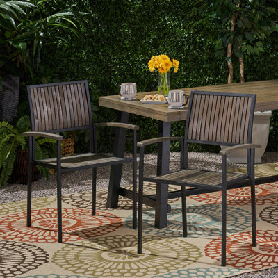 Ensemble de 2 fauteuils de patio en bois d'acacia