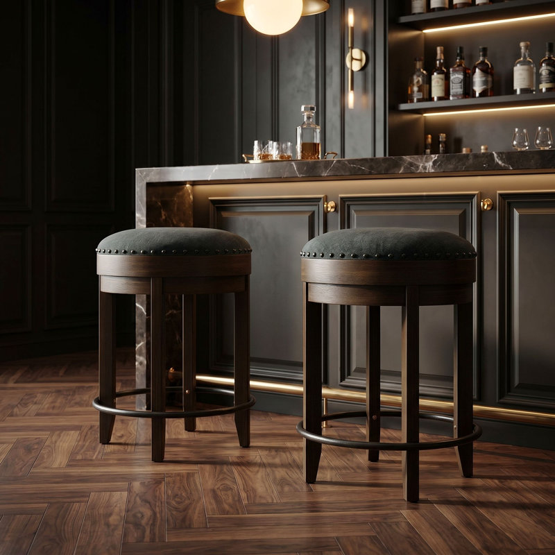 Tabouret de bar rotatif Krishay Forge, Gris