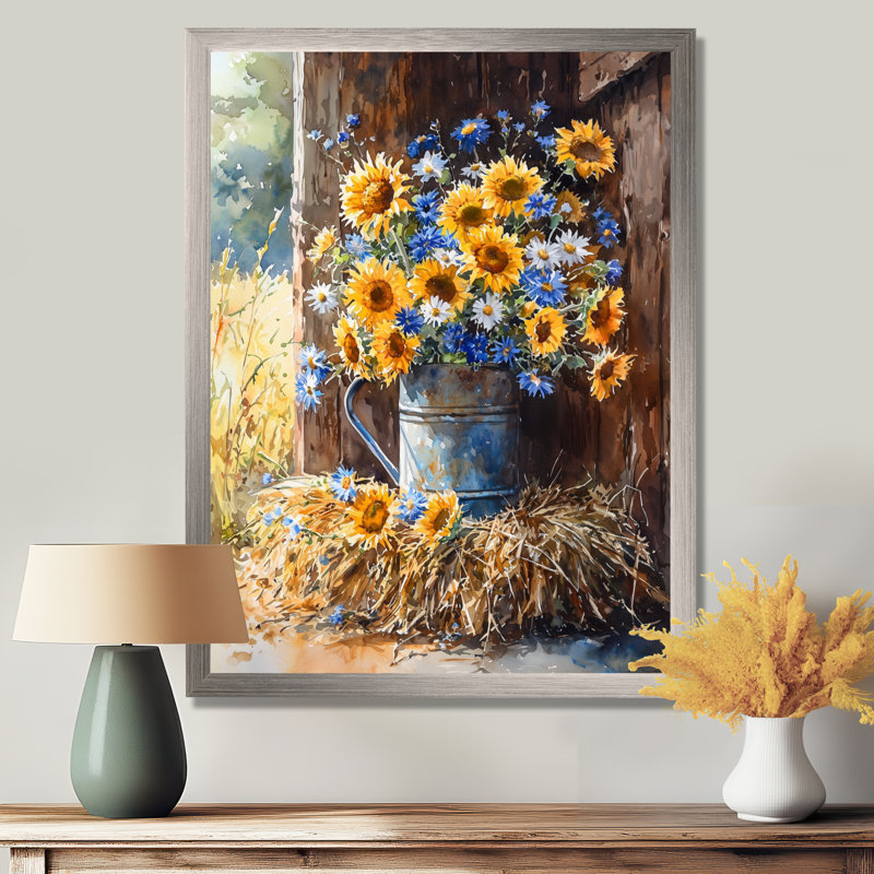 Donda - Floral Wall Art, Argent argent, H 40 po x l 30 po, Reproduction encadrée sans passe-partout