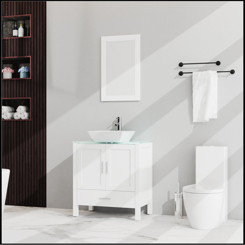 Meuble-lavabo simple avec plateau Syrah 30,00, Blanc