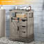Armoire de rangement Gracie Oaks 24 ", 3 tiroirs et tablette réglable, porte de grange coulissante-1679668839