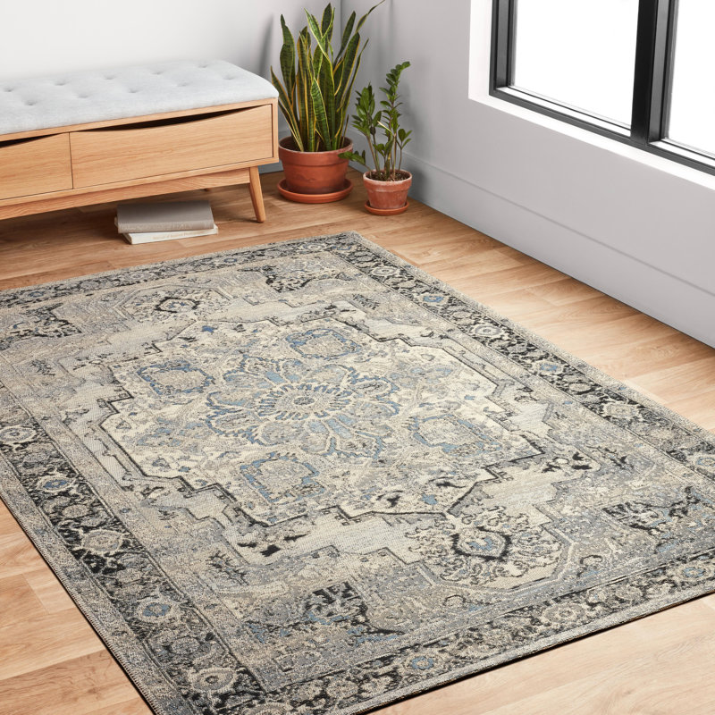 Tapis oriental intérieur / extérieur Cusack, Rectangle 6 pi 7 po x 9 pi 4 po