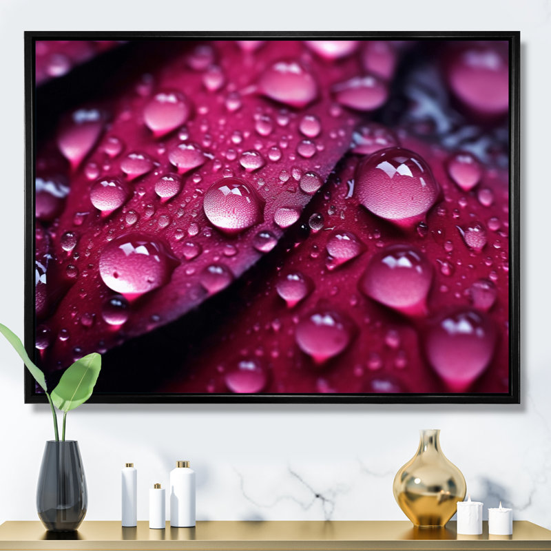 " Red Rose With Raindrops IX ", Gold Picture Framed, 34" H x 44" W
