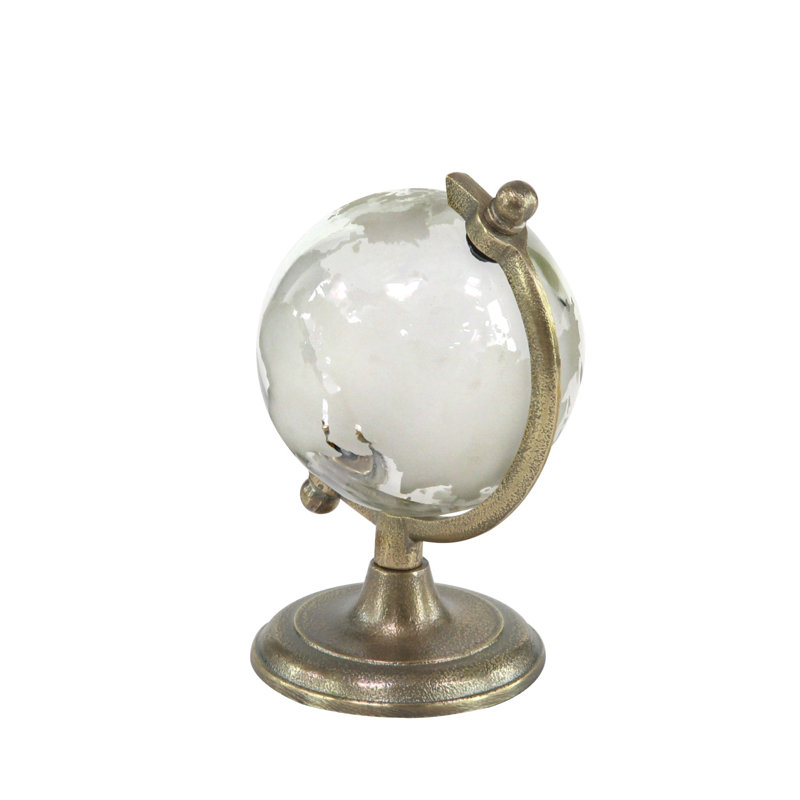 Globe terrestre en métal avec base à niveaux Linderman, H 8,8 po x l 6 po x P 5,5 po