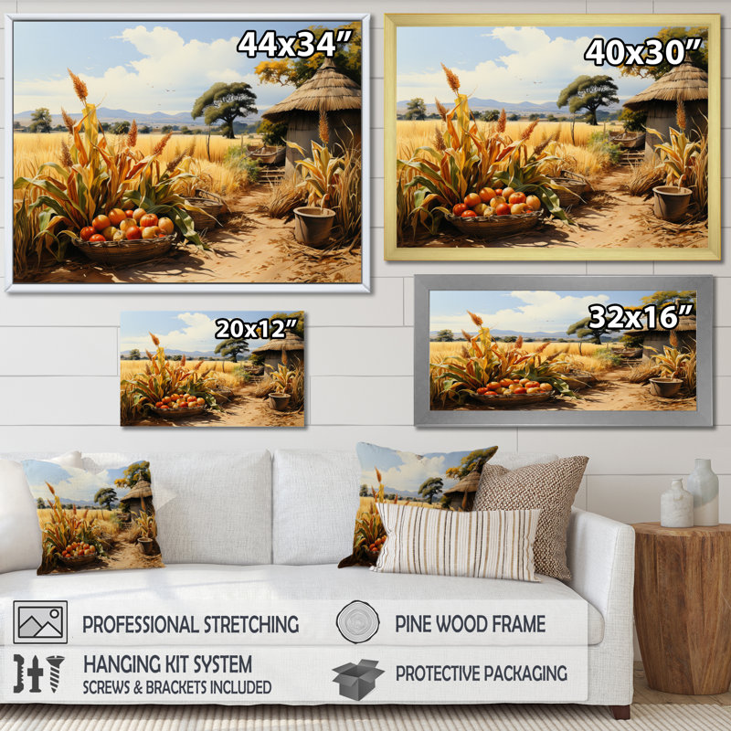 «African Harvest Abundance I», reproduction sur toile, Cadre photo argenté, H 16 po x l 32 po x P 1 po