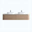 Ensemble de meuble-lavabo mural 72 po en chêne miel 72 po avec double lavabo, ensemble de meuble-lavabo mural avec porte-serviettes gratuit, double lavabo ovale en céramique rayé blanc, pré-assemblé, pour grande salle de bain-1995737706-1995737709