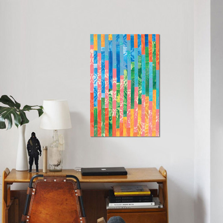 « quilted monoprints vi », impression sur toile, H 26 po x l 18 po x P 1,5 po, Toile tendue, Pas de tapis