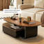 Table basse brune et ovale rétro-132644569