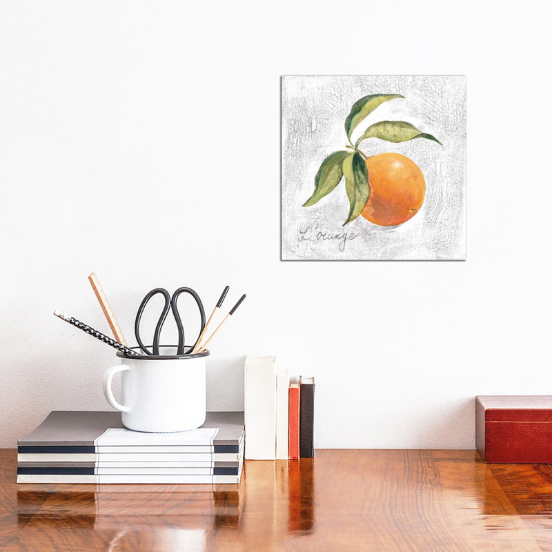" L Orange On White " by Silvia Vassileva, Wrapped Canvas, No Mat, 12" H x 12" W x 1.5" D